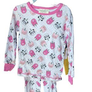 2Pc Girls Tight Fit PJ Set By Bobbie Brooks Unicorn Cats & Pandas Youth 5/6